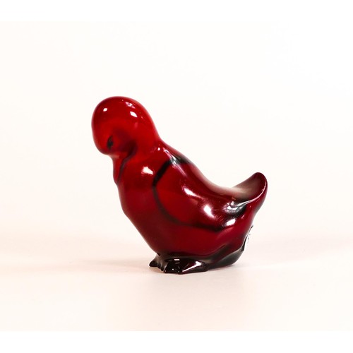 18 - Royal Doulton Flambe preening duck, height 8cm, restored to body