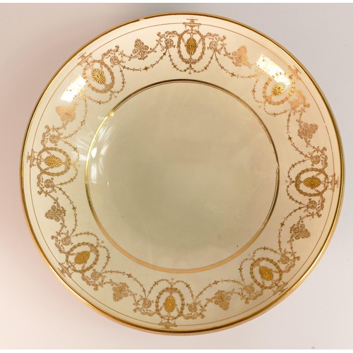 90 - Minton large fruit bowl, interior gilded all around with swags and baggards, small 0.5cm chip to rim... 