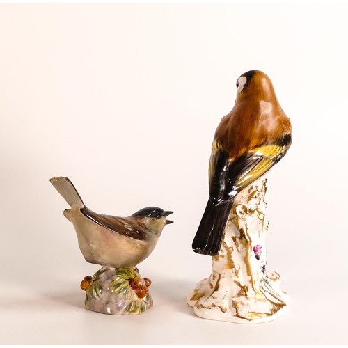 95 - Royal Worcester Wild Bird figures including Sparrow & Goldfinch on stump, tallest 15cm (2)