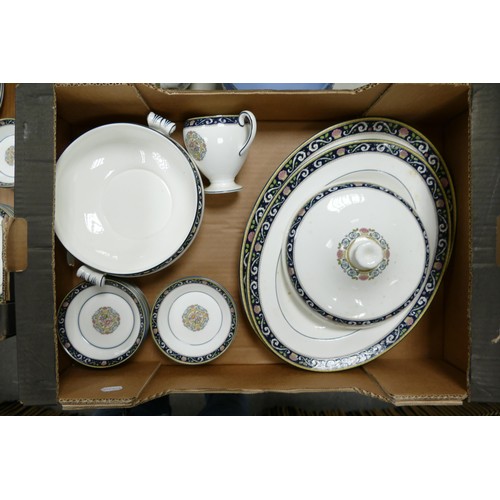 55 - A large collection of Wedgwood Runnymede patterned dinner ware to include 12 x 27cm dinner plates, t... 