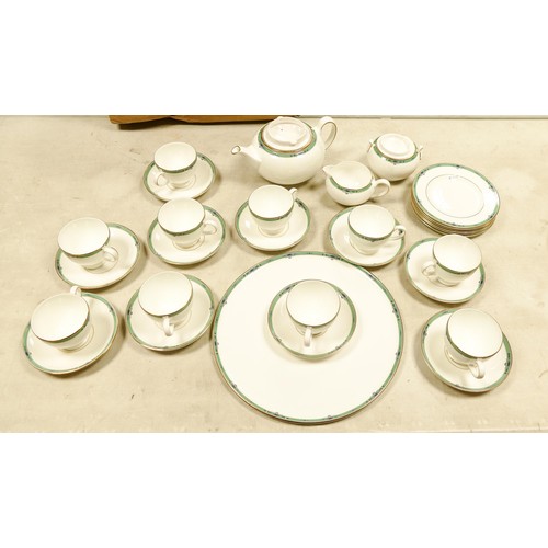 59 - Wedgwood Jade pattern large tea set including trios, tea pot, sandwich platter, milk & cream, mostly... 