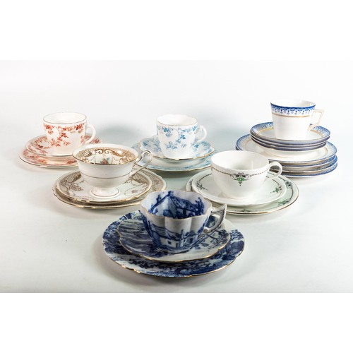 64 - Wileman & Co six trios consisting of Lily shape 10047, Gainsborough 8435, Bute 8910, New York 10037,... 