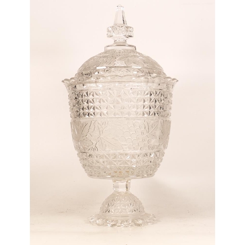 176 - Large Quality Pressed Glass Lidded Vase, height 37cm