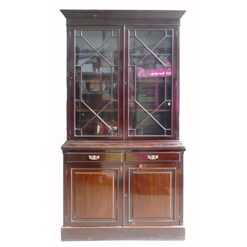 551B - Edwardian Astragal glazed Mahogany bookcase, height 229cm, depth 51cm & width 122cm