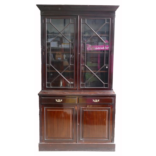 551B - Edwardian Astragal glazed Mahogany bookcase, height 229cm, depth 51cm & width 122cm