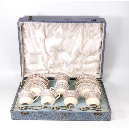 293 - Royal Worcester boxed set of cups and saucers in the Lady Evelyn design, retailed by Walker & Hall i... 