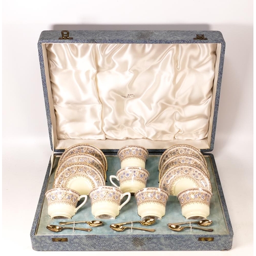 293 - Royal Worcester boxed set of cups and saucers in the Lady Evelyn design, retailed by Walker & Hall i... 