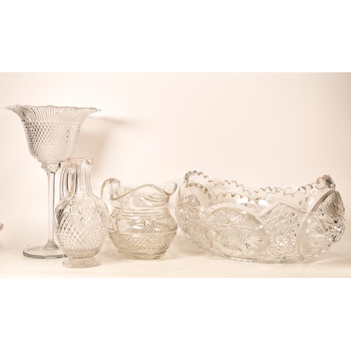 33 - A collection of Quality Lead Cut Jug, Carafe , Centrepiece Bow & display glass , tallest 29cm(4)