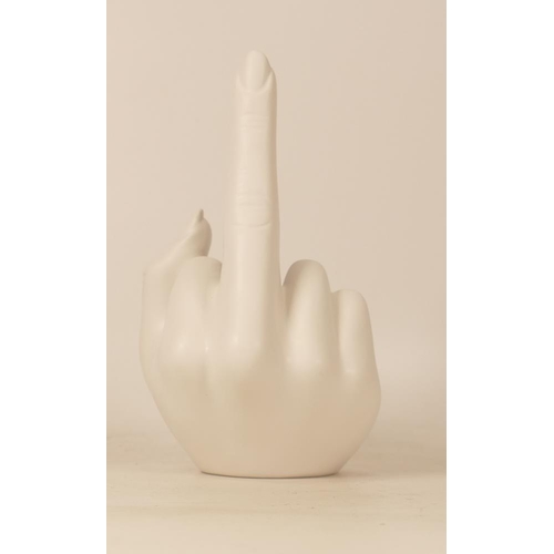 442 - Anissa Kermiche candlestick in the form of a hand with a raised middle finger 'French For Goodnight'... 