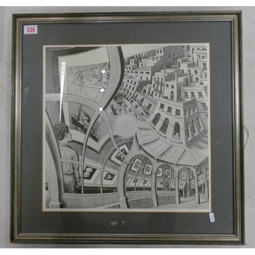 526 - M. C. Escher, Limited Edition Facsimile Print, 'Print Gallery'. Height: 63cm Width: 63cm