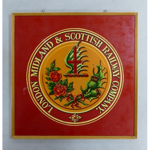 528 - London Midland & Scottish Railway Company, Oil Painted Framed Sign. Height: 46.5cm Width: 46.5cm