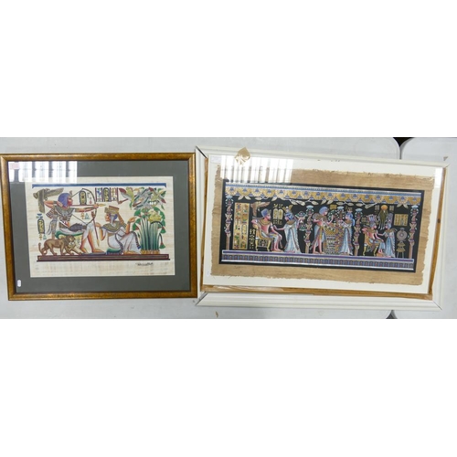 530 - Two Framed Artworks based on Egyptian Hireoglyphics. (one frame a/f) Size of Largest: Height: 58cm W... 