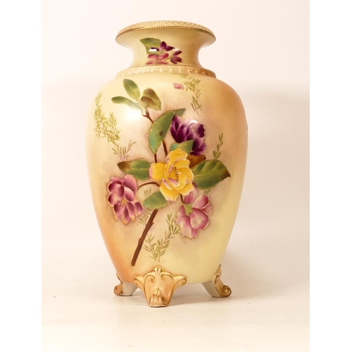 315 - Carltonware Ivory Blushware Tri-footed Vase with relief moulded rim and shoulder in the Camelia Patt... 