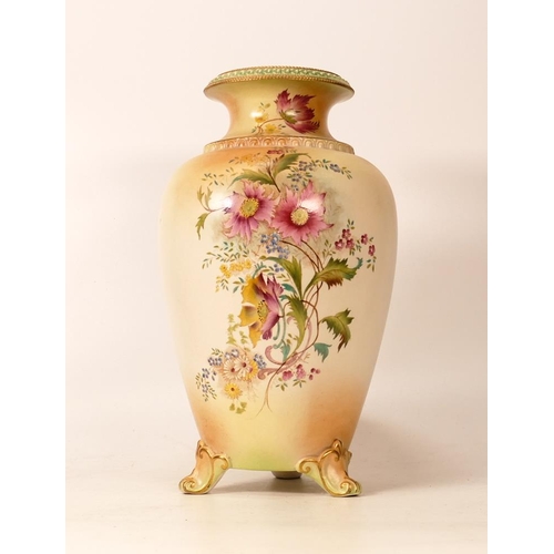 316 - Carltonware Ivory Blushware Tri-footed Vase with relief moulded rim and shoulder in the Ragged Robin... 