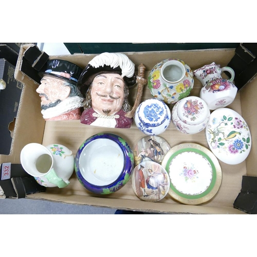 332 - A mixed collection of items to include Royal Doulton Large Character Jugs, Masons ginger jars & jug,... 