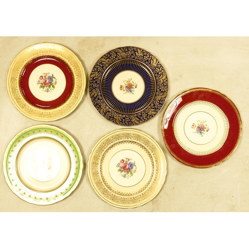 348 - Five Hand Finished Aynsley Cabinet plates with Gilt & Floral Decoration, diameter 27cm(5)