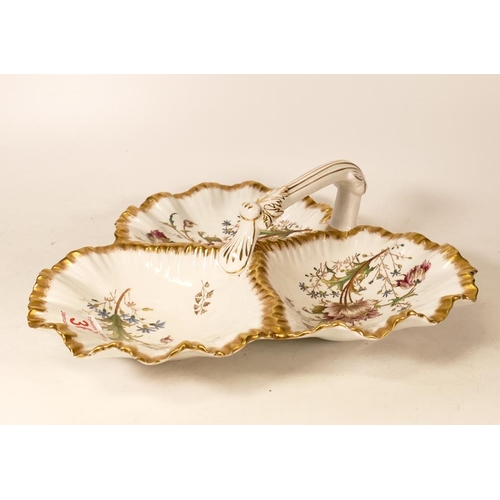 363 - Carltonware Wiltshaw & Robinson Ivory Blushware Trefoil Dish in the Poppy Pattern. Spray Gilt Rim. D... 