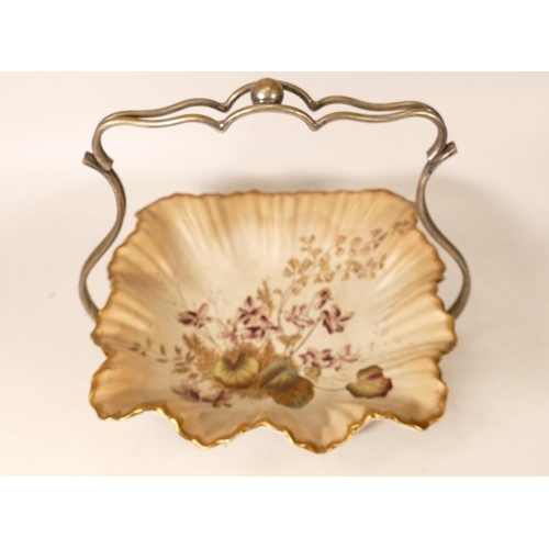 378 - Carltonware Wiltshaw & Robinson Ivory Blushware Bowl on Plated Stand in the Violet Pattern. Height i... 