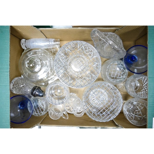 66 - A collection of glass ware to include sugar sifter, potpourri bowls, cheese dish , glasses etc ( 1 t... 