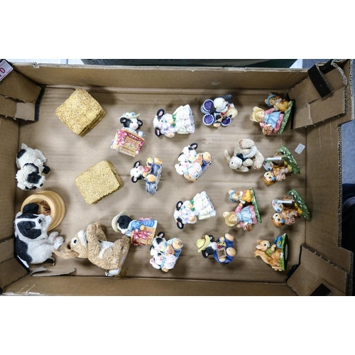 68 - A collection of resin figures to include Beswick Country cousins, paw paw figures and Moo Moo figure... 