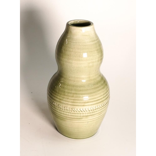 345 - William Moorcroft studio pottery ribbed vase c1930. Height 21cm