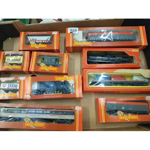 337 - A collection of Hornby & Triang Hornby 00 gauge scale models to include R.247 closed van, R.490 MK3 ... 