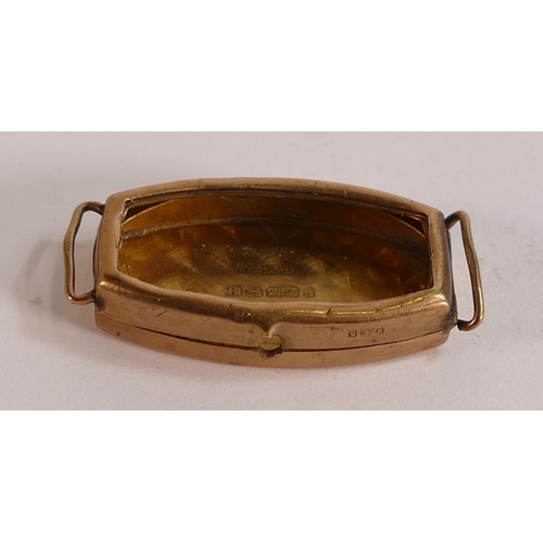 661 - 9ct hallmarked gold empty watch case, weight 3.06g.