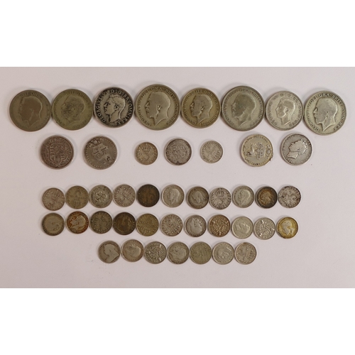 672 - Assorted pre 1946 & 1920 UK silver coins - Pre 1946 & 1920 silver 3d coins mixed 43.2g, pre 1946 ass... 