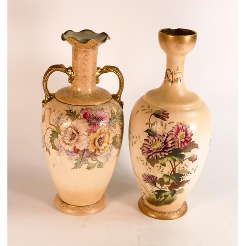 437 - Two Carltonware Wiltshaw & Robinson Ivory Blushware Vases in the Chrysanthemum and Anemone Pattern, ... 