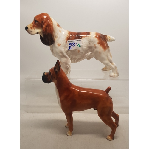 581 - Royal Doulton Dog figures to include Cocker Spaniel HN1002, Royal Doulton Boxer 'Warlord of Mazelain... 