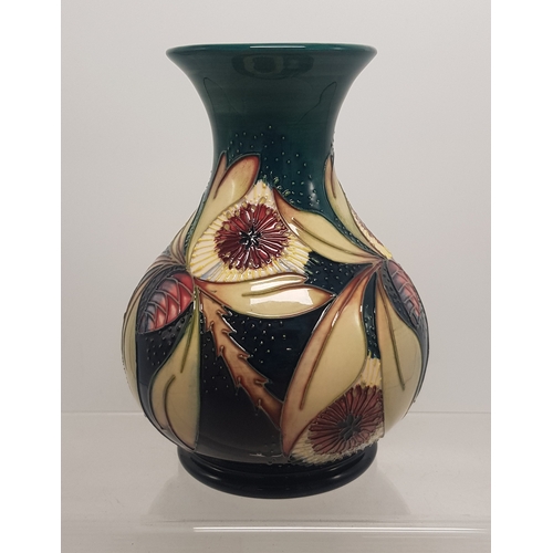 585 - Moorcroft Albany pattern Vase (silver line seconds) 16cm Height