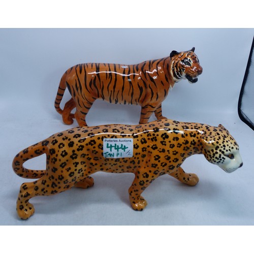 444 - Beswick Tiger ( ears a/f) together with Beswick Leopard (2)