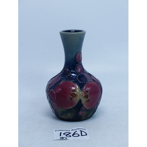 186D - Moorcroft Pomegranate and Finches pattern vase height 10cm