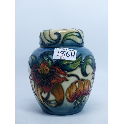 186H - Moorcroft Anna-lily ginger jar signed by nicola slaney circa 2000s height 16cm Silver line seconds