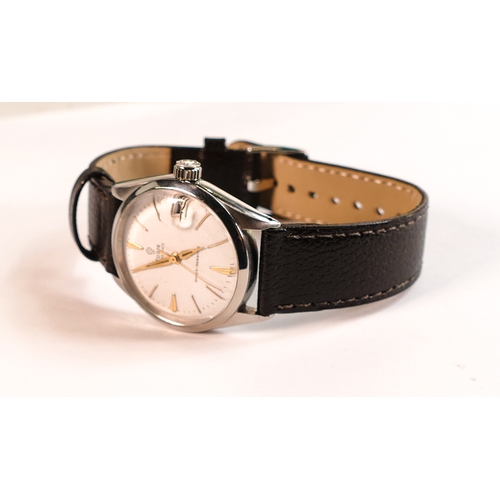 829 - Rolex Tudor Oysterdate automatic watch, white dial with gold pointers & markers,new leather strap, c... 