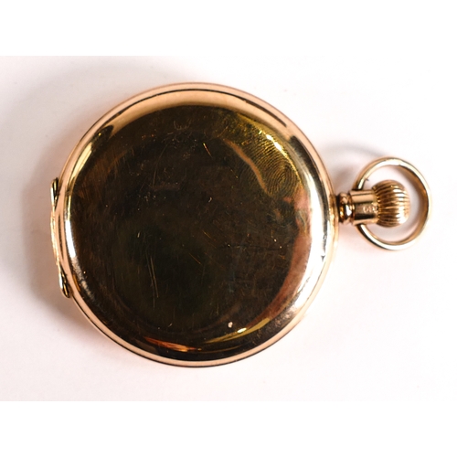 837 - Waltham 9ct gold full hunter keyless pocket watch, gross weight 89.3g.