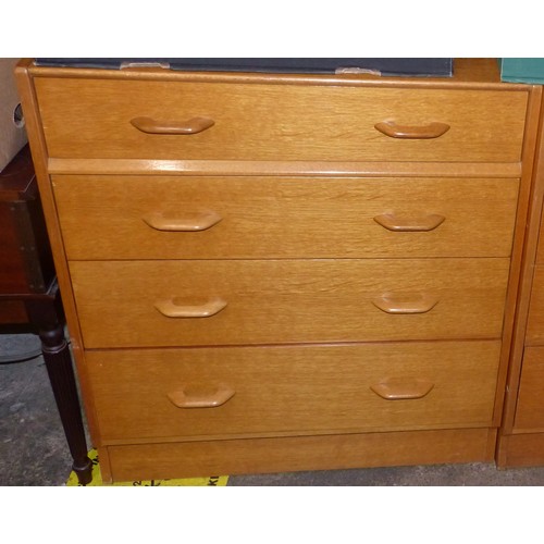 684 - G-Plan four draw chest of drawers, w.75 x chest h.85 x d.46cm.