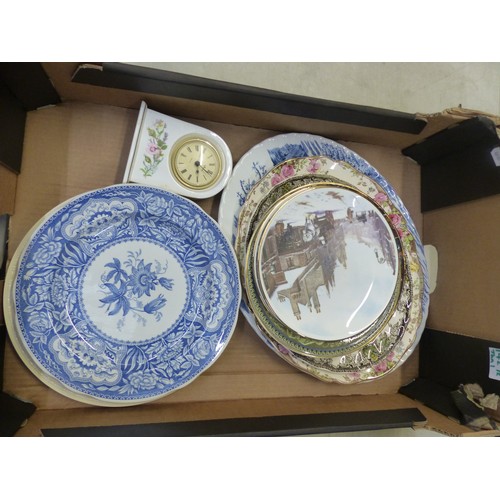 142 - A Mixed Collection of Items to Include Aynsley Mantle Clock, Serving Platters, Decorative Wall Plate... 