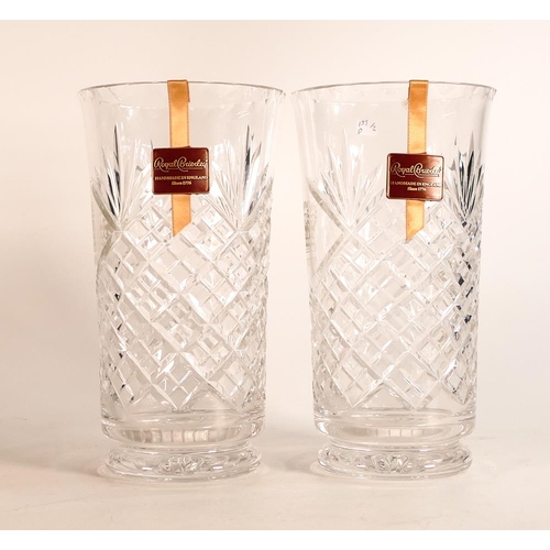 1 - A Pair of Royal Brierley Cut Crystal Vases. Height 21cm. (2) (boxed)