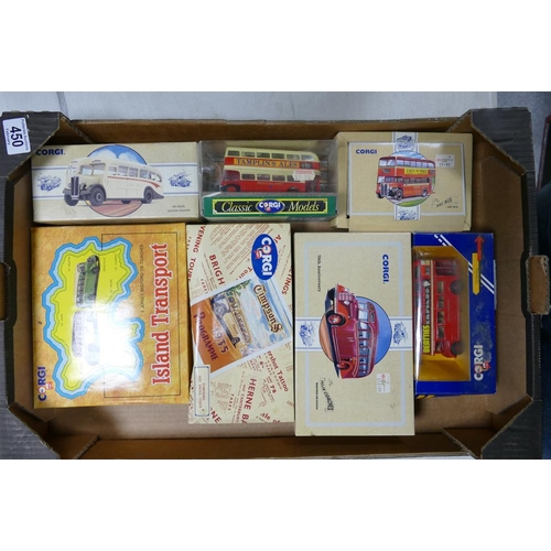 450 - A collection of Boxed Corgi  Model Buses including Island Transport 2 Jersey OB Coaches, 1935 Timson... 