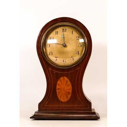 643 - French Early 20th Century Inlaid Mahogany Mantle Clock, height 21.5cm