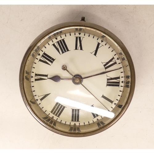 644 - GPO chrome plated bulkhead type wall timepiece.
The reverse stamped G.P.O. CG 24 235 No 1,  diameter... 