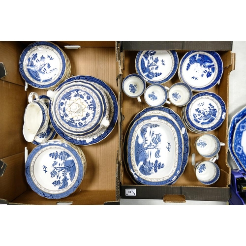 107 - Royal Doulton Majestic Collection Booths Old Willow Tea and Dinnerware to inlcude tureen, teacups an... 