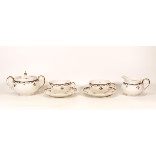 127 - Theodore Haviland Limoges Tea for Two set to include two tea duos, milk jug and lidded sugar bowl.