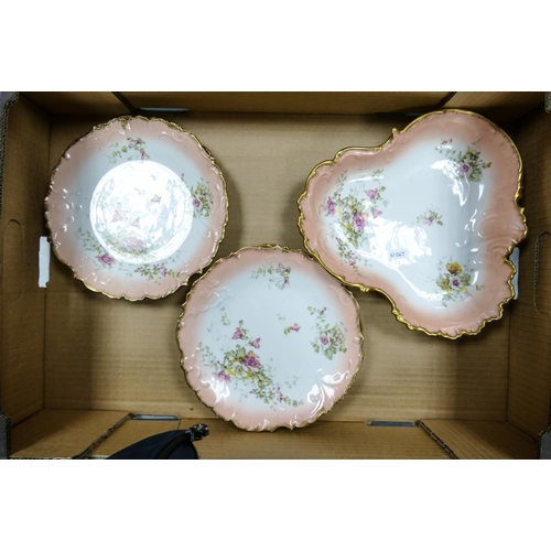 135 - A Collection of J. C. Limoges Porcelain items including four plates and trefoil dish. (1 Tray)