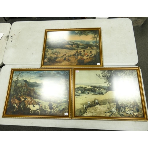 148 - Three Modern Framed Prints depicting the work of Pieter Bruegel the Elder. Height: 61.5cm Width: 82c... 