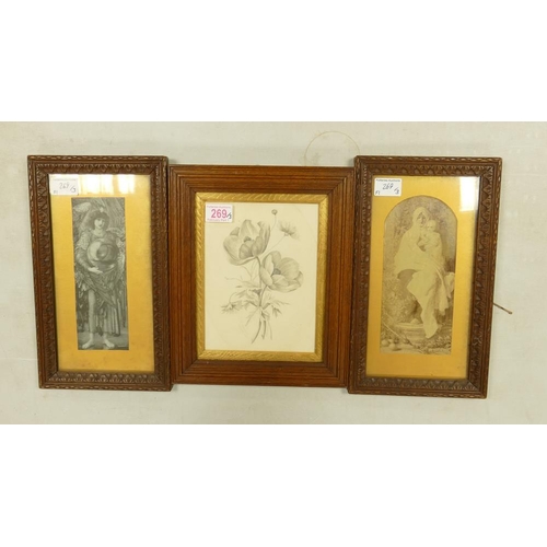 269 - Three Artworks to inlcude Floral Sketch by F. E. Woolliscroft dated December 1875 and two Framed Pri... 