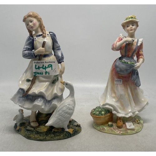 449 - Royal Doulton Figures The Goose Girl HN2419 & Country Love HN2418 (2)