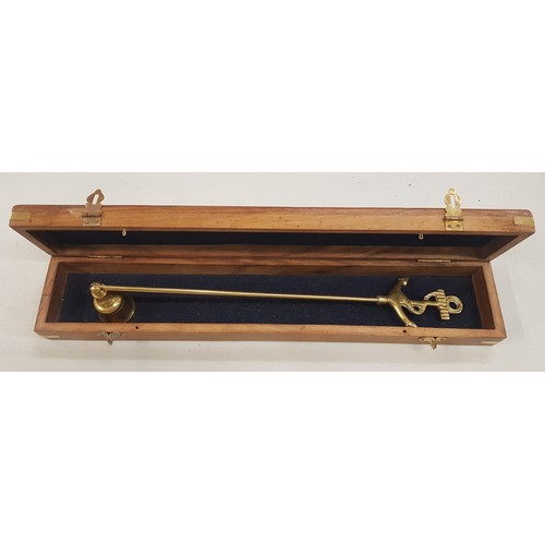 434 - Naval Theme Wooden Case Brass Candle Snuff