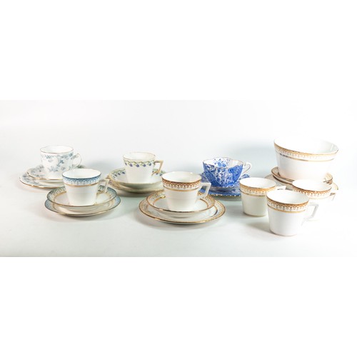 5 - Wileman & Co trio's x 7 and slop bowl, Victoria shape  patterns 3896 x3, 3892, 10551, Lily 10045, Al... 